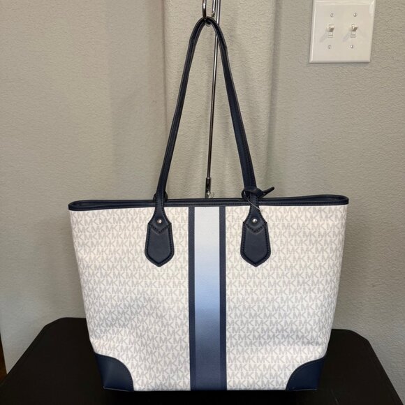 Michael Kors Eva MK Signature PVC Ombre Blue Multi Large Tote with Pouch NICE!! - Picture 5 of 15
